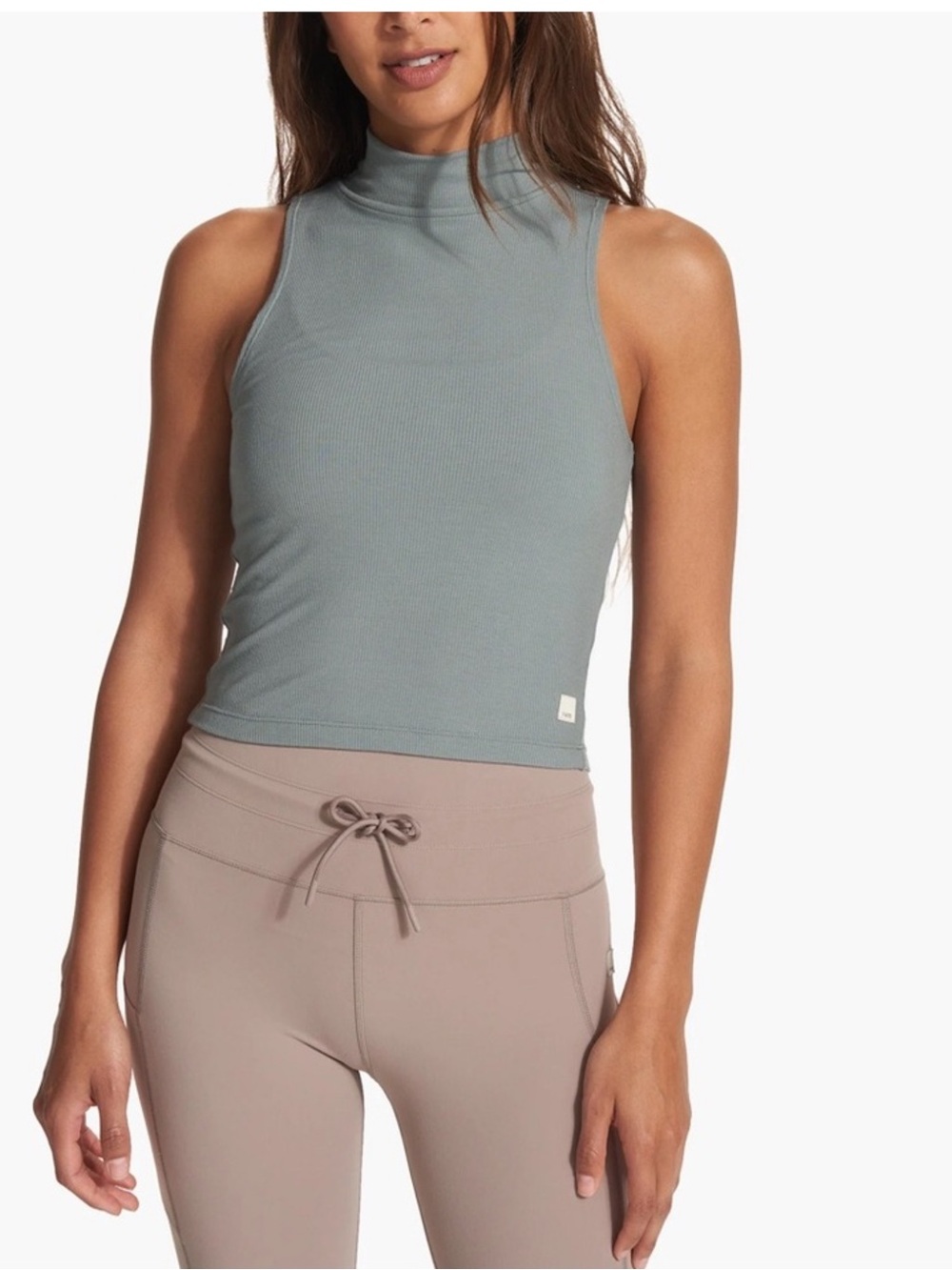 Vuori High Neck Crop Tank Top - Sage